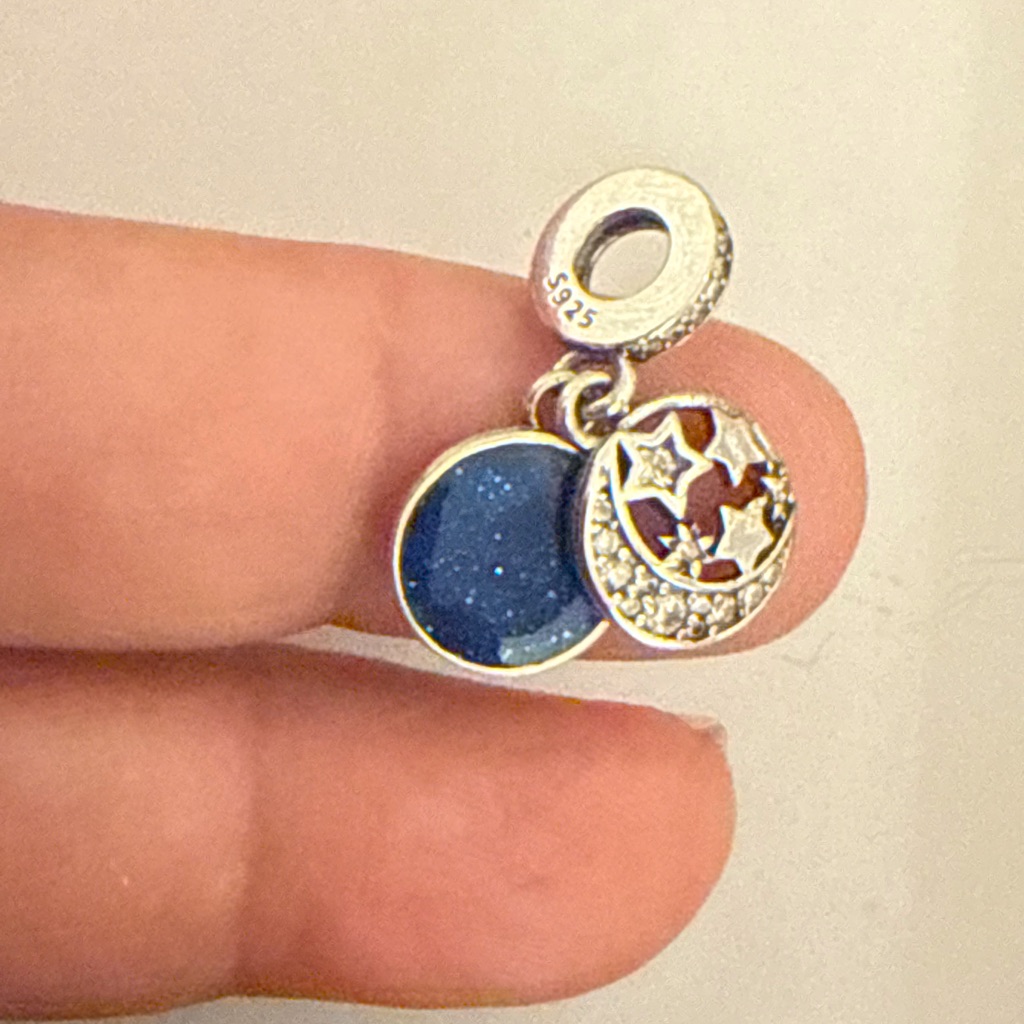 Silver And Blue Starry Night Charm